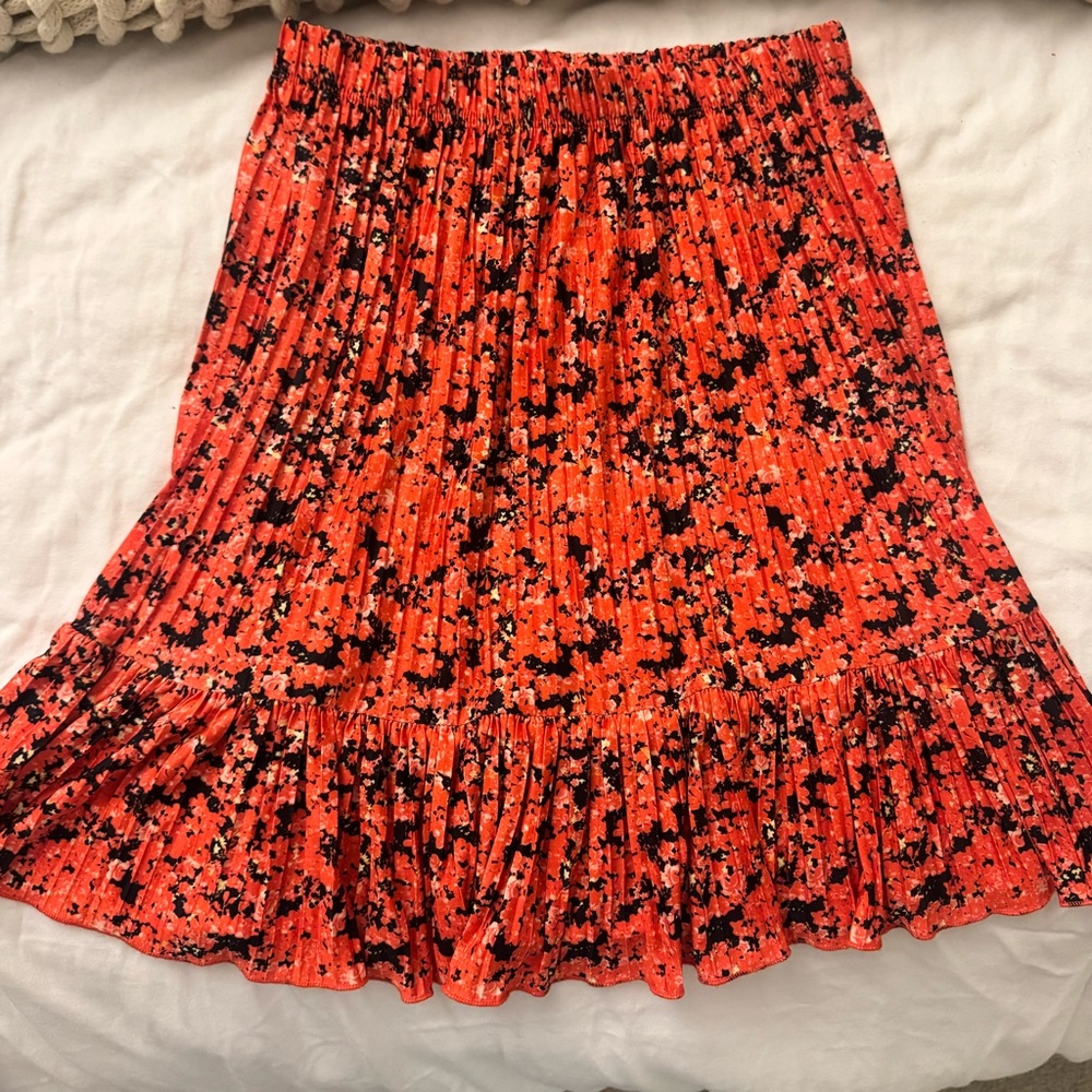 Zara orange and black flowy skirt